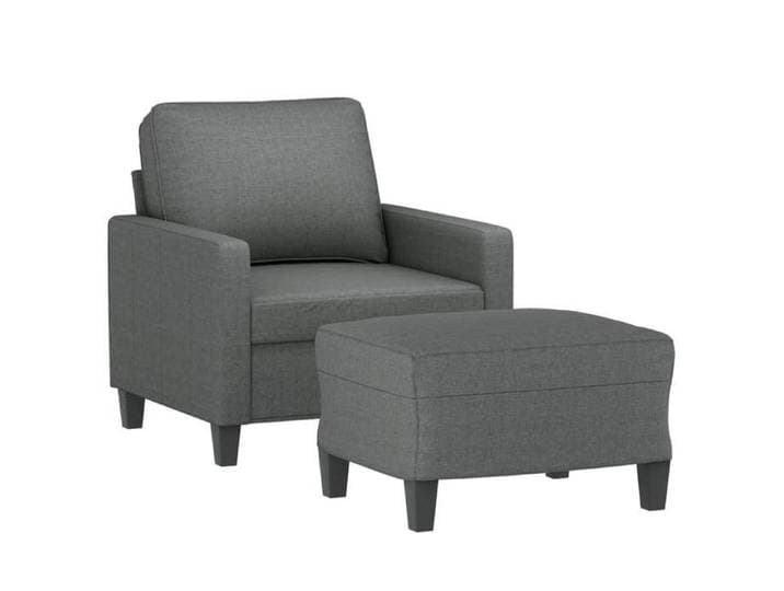 Fauteuil moderne avec repose-pied - VIDAXL - Gris foncé - 60 cm - Tissu polyester - 78x77x80 cm - Capacité 110 kg