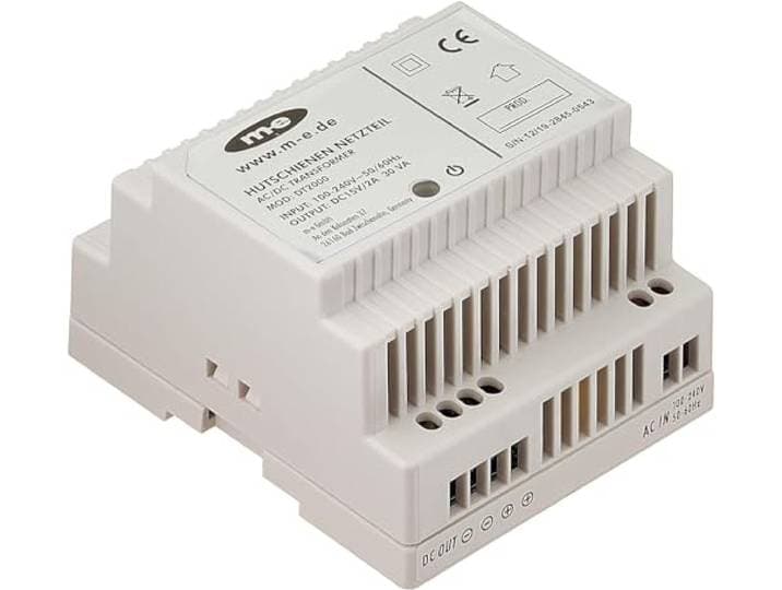 m-e DT-2000 elektronische DIN-rail-voeding, wit, (WxHxD) 77 x 97 x 56 mm