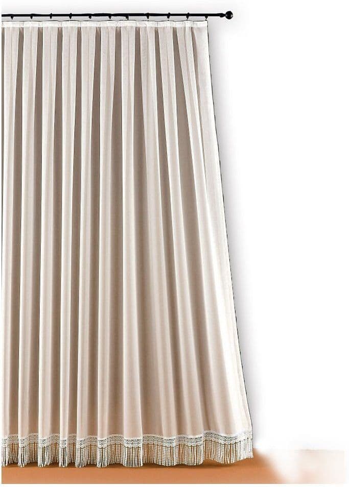 Gardine WECKBRODT "Makramee", weiss (weiß), B:190cm H:245cm, Polyester, Gardinen, Gardine, Webgardine, Makramee, Sockel, Feste Falten, nach Mass, Store weiß 245cm, Kräuselband, 190cm