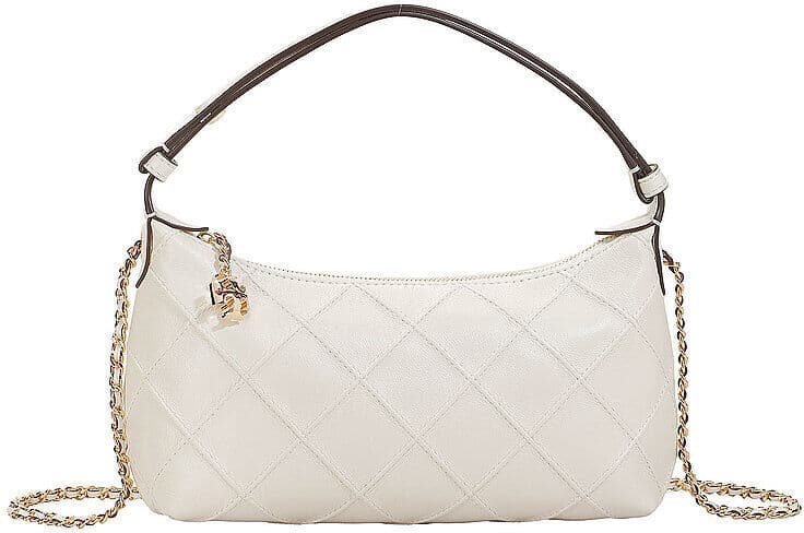 TORY BURCH Ledertasche - Pouche FLEMING creme EG