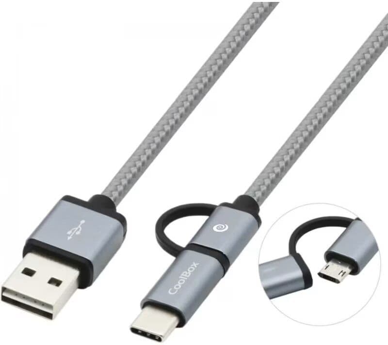 Coolbox Cable Multi Usb 20 Carga Y Datos Micro Tipo C A 1m Gris Talla Única Unisex