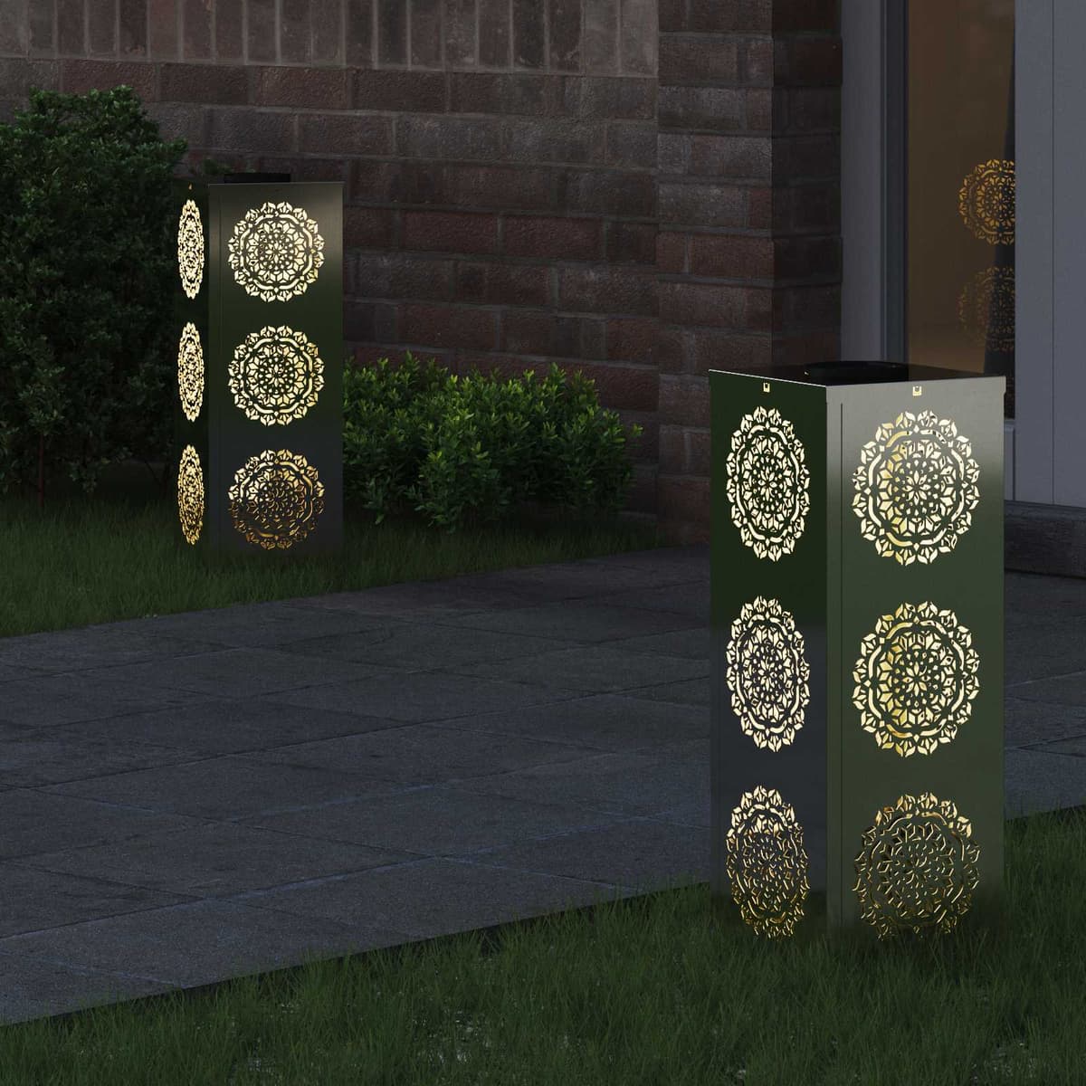 vidaXL Lumière de chemin LED solaire 2 pc Blanc chaud 18 x 18 x 50 cm