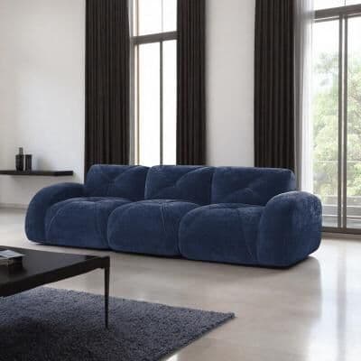 Velvet Tufted Modular Boneless Sofa with High-Density Sponge and No Assembly Required