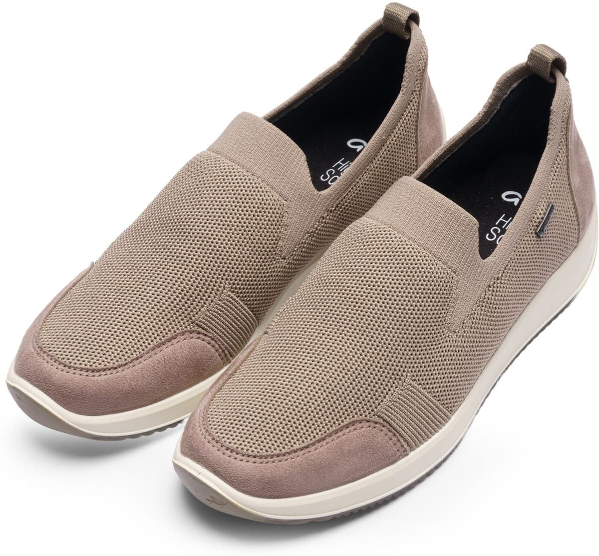 Slip-On Sneaker ARA "LISSABON", Damen, Gr. 7 (40,5), beige (hellbeige), Microfaser, Textil, unifarben, Schuhe Slip-On Sneaker, Slipper, Sneaker in Komfortweite G (= weit) hellbeige 7 (40,5)