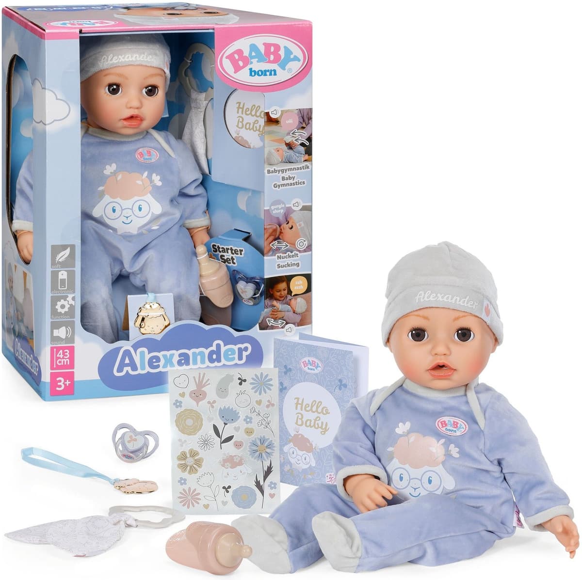 Zapf Creation Baby Annabell Alexander Interactive Baby Doll 43cm for Boys