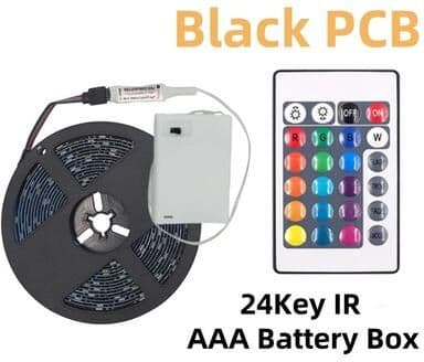 Uplift Picks Portable Battery Powered RGB LED Strip For Colorful Flexible Accent Lighting black (24 Key Kit) 2m ip65 Waterproof