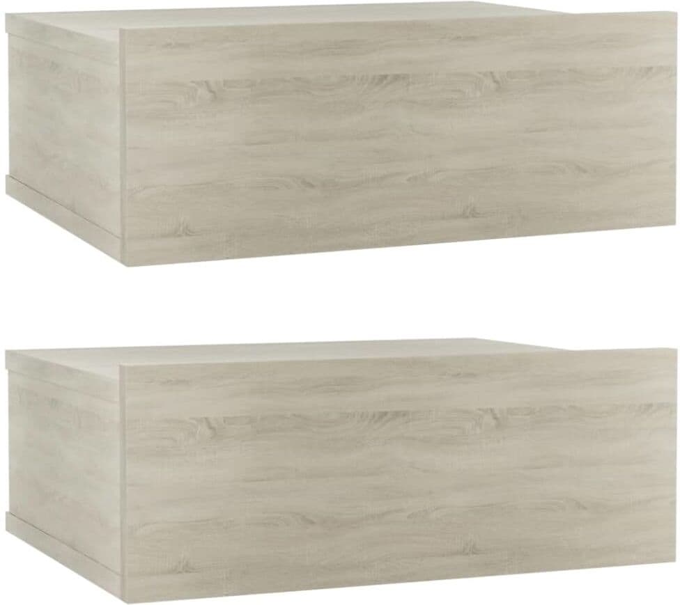 Maison Chic Juego de 2 mesitas de noche flotantes madera marrón 40x30x15cm