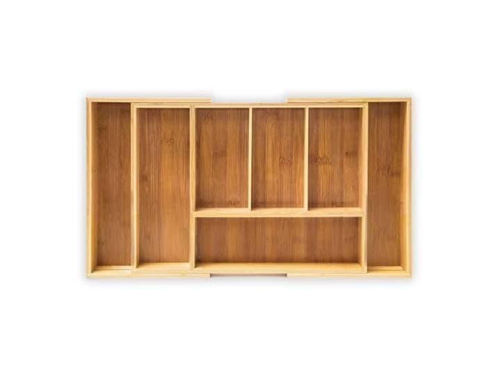 Relaxdays bestekbak bamboe, uittrekbaar, HBD: ca. 5 x 48,5 x 28 cm, 5 tot 7 vakken, onderhoudsvriendelijk, natuur
