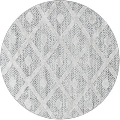 Teppich AYYILDIZ TEPPICHE "PISA 4707 , auch als Läufer und Rund", grau, H:20mm Ø:200cm, Polypropylen (PP), Teppiche, Teppich, Hoch Tief Struktur, pflegeleicht, Wohnzimmer, Schlafzimmer