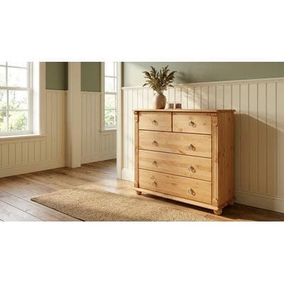 Schubkastenkommode OTTO HOME "Tessin", beige (natur), B:90cm H:88cm T:38cm, Sideboards, aus massiver, FSC zertifizierter Kiefer, mit 5 Schubladen