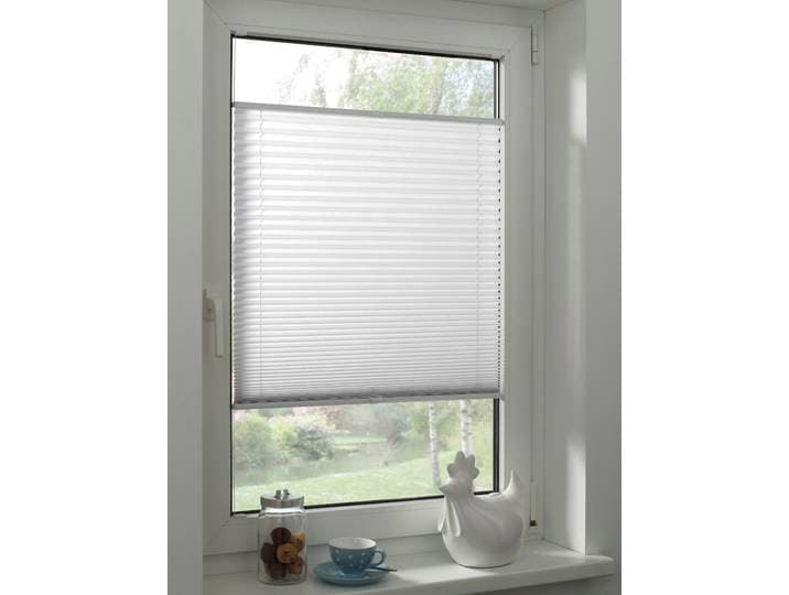 Plissee GARDINIA Solid Plissee nach Maß, mit Bohren, verspannt, halbtransparent , weiß, B:103,5cm H:130cm, Obermaterial: 100% Polyester, Plissees, Plissee, nach Maß