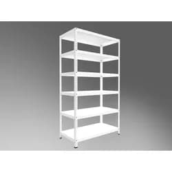 Geschraubtes Garagenregal Biedrax 45 x 130 x 200 cm, Weiß, 6 Fachböden, Fachlast 150 kg pro Fachboden