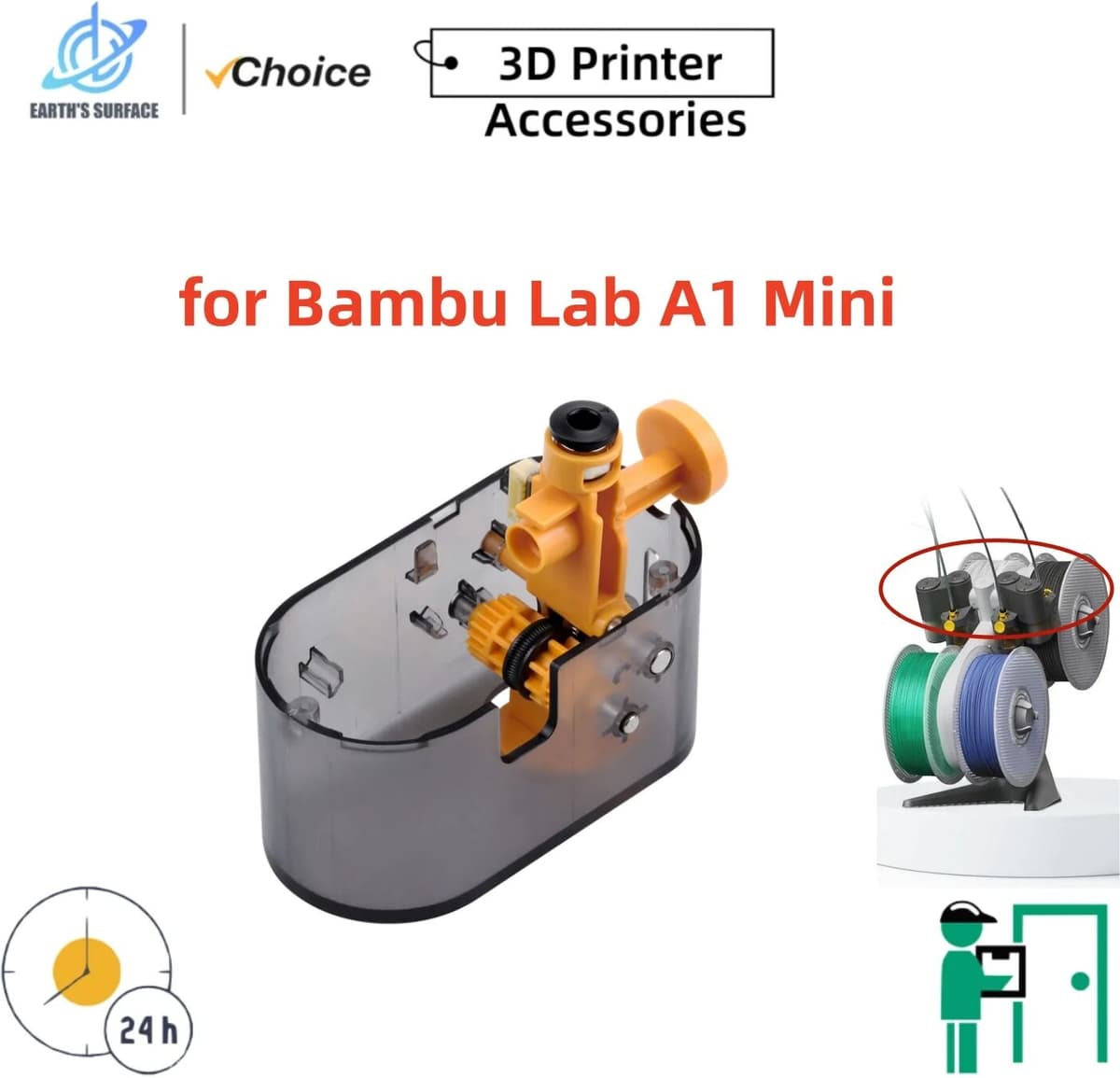 Earth's Surface AMS Lite Left & Right Feeder Filament Funnel Unit Slot 1-4 Replacement Part for Bambu Lab A1 Mini 3D Printer