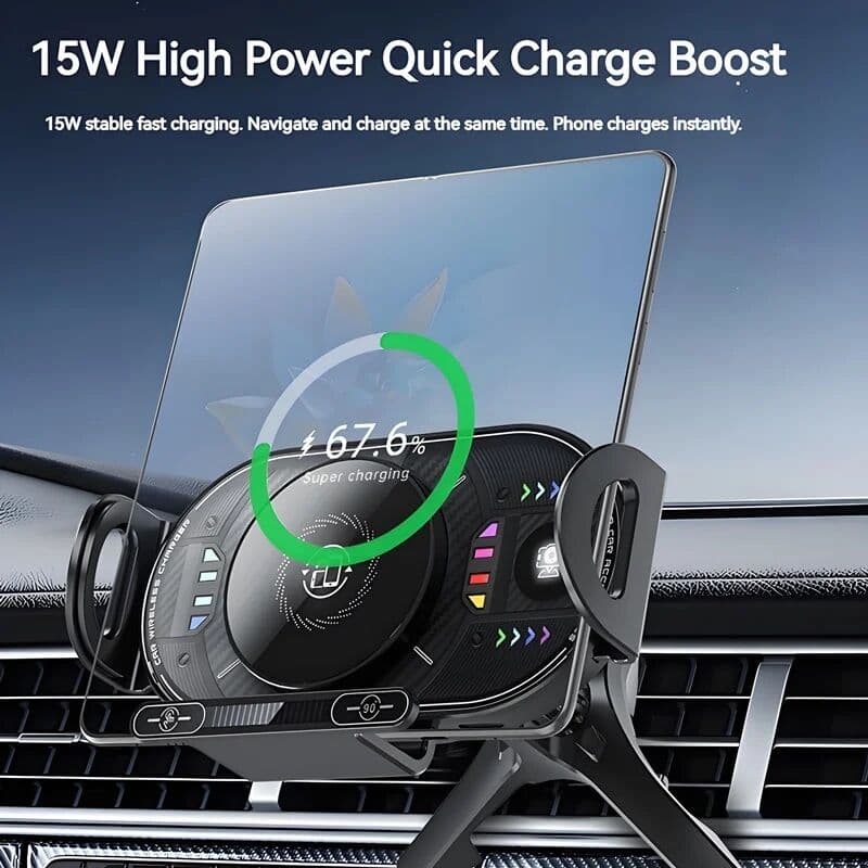 ASENGRY 15W Universal Car Phone Wireless Charger Holder 90° Rotation Mount for Samsung Galaxy Fold 6 5 4 3 Z Flip S25 S24 Iphone 17 16