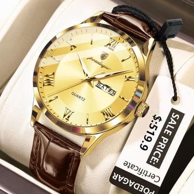 Uplifted Finds POEDAGAR Top Luxury Military Waterproof Mens Quartz Watch gold Gold