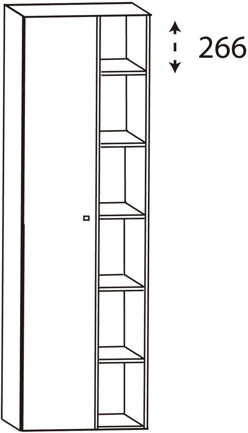 Puris b • straight Hochschrank 50 x 30 x 160 cm, 1 Regal und 1 Spiegeltür mit Anschlag links, Badmöbel, RHN015001LF783K185554801,