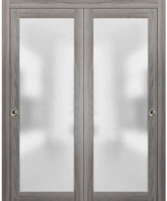 SartoDoors Planum 2102   Bedroom Door Interior Door   Solid Wood w/ Glass   Hardware Set   36x80, Oak Bathroom Door Pantry Door