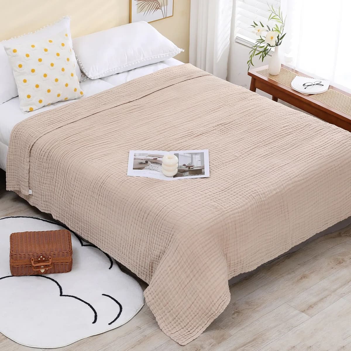 OIMG Gauze Cotton Baby Blanket Thickened Soft Absorbent Children's Quilt Large Bath Towel Nap Air Conditioner Blankets Bedding Items