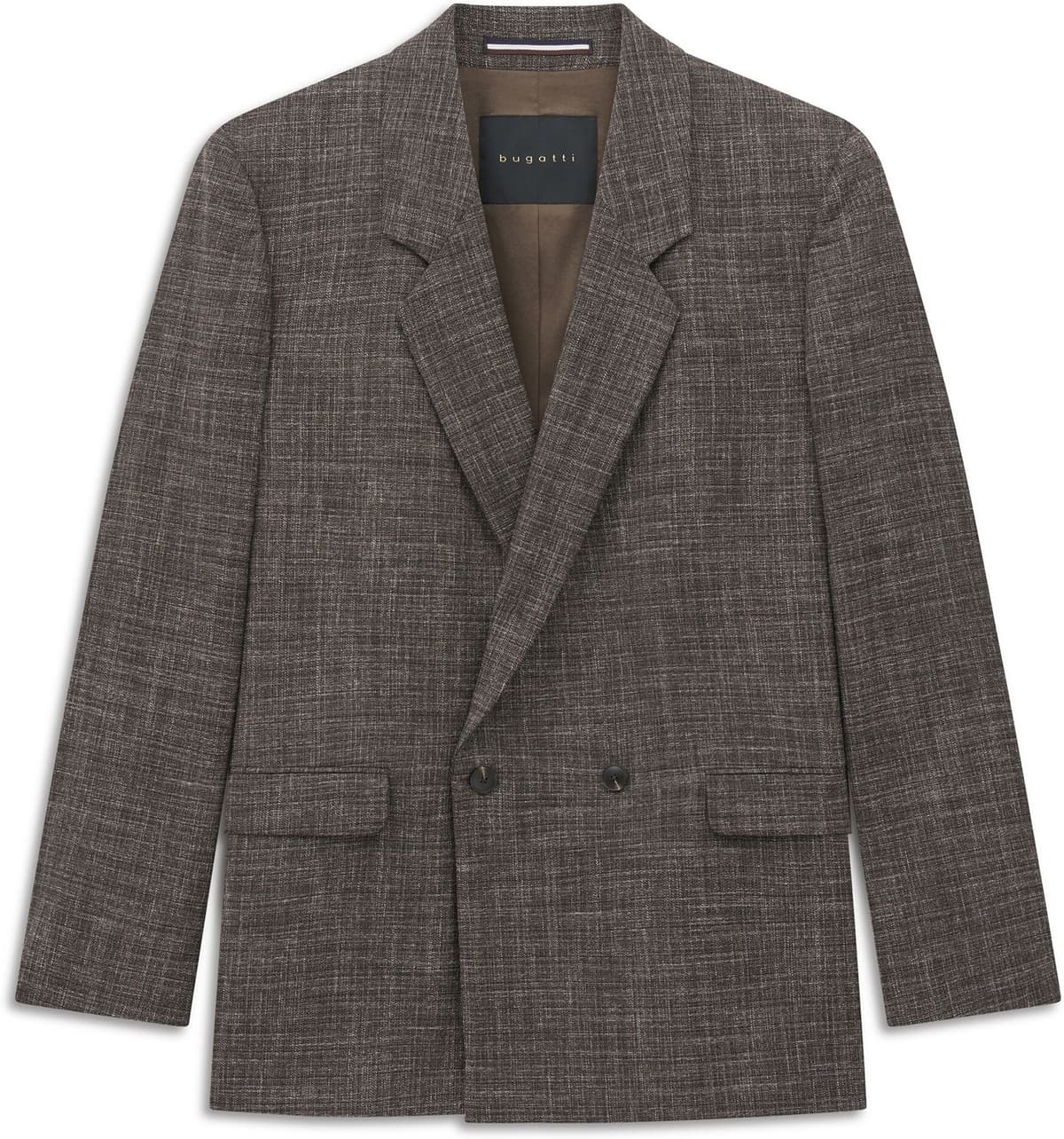Sakko BUGATTI "Regular Fit", Herren, Gr. 50, 80, braun, 60% Wolle, 38% Baumwolle, 1% Polyamid, 1% Elasthan, meliert, regular fit, Sakkos Sakko, Regular Fit Marzotto Wollmix