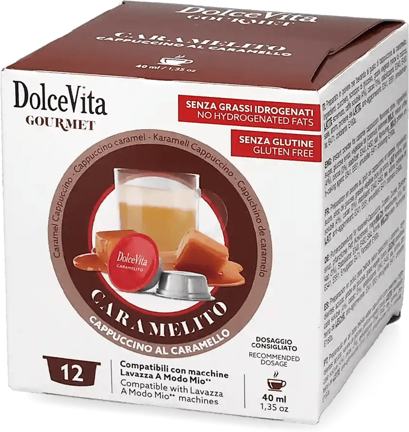 Mitac Dolce Vita   Caramelito - Karamel Cappuccino - 12 capsules voor Lavazza A Modo Mio