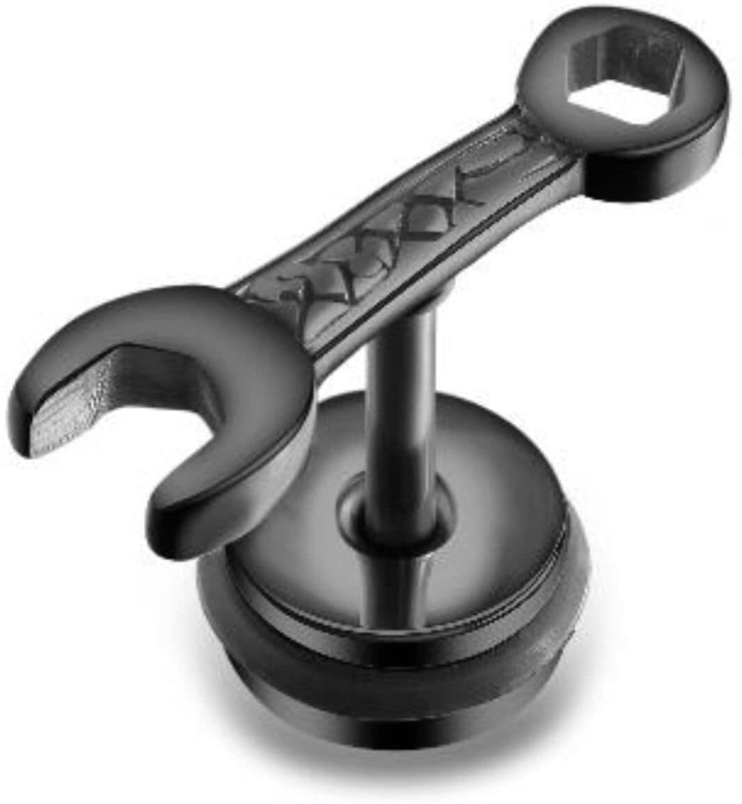 Single-Ohrstecker FIRETTI "Schmuck Geschenk Ohrschmuck einzeln Schraubenschlüssel", schwarz, Ohrringe, Mädchen, 6,5mm, Edelstahl Kautschuk, Edelstahl, Kautschuk, Single-Ohrstecker schwarz 6,5mm, Edelstahl Kautschuk