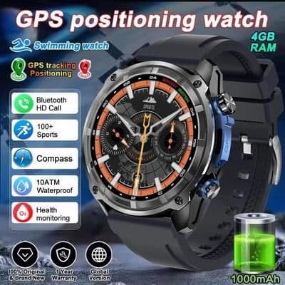Uplift Essentials Military Smart Watch With Offline Maps 1000mAh Battery, 4GB Memory, GPS & Media Player Pro Sport Smartwatch black