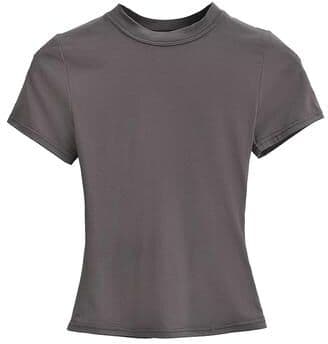 Lush Living Finds Women's Slim Fit Casual Short Sleeve Solid Crop T Shirt Fashion Basic Tee Top dark Grey s