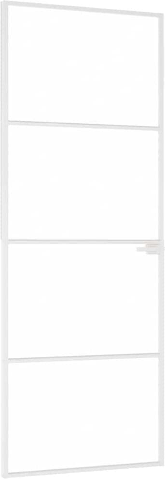 vidaXL Porte d'intérieur Blanc 76x201,5 cm Trempé verre aluminium fin