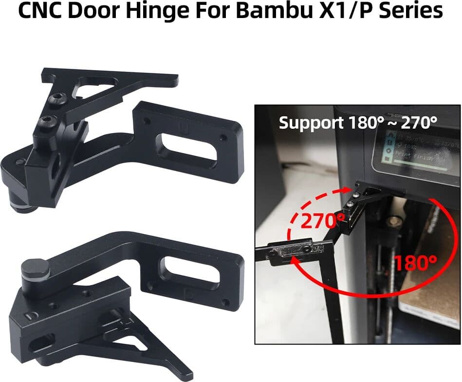FYSETC For U1/Bambu lab P2S/ X1/P Series 180/270° Metal Door Hinge Kits CNC  Support More Space And  Easy To Install For 3D Printer
