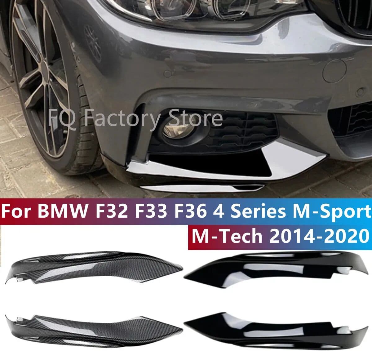 F.Q.D.CAR Car Front Bumper Lip Spoiler Splitters MP Style For BMW F32 F33 F36 4 Series 2014-2020 M-Sport M-Tech Diffuser Cover Body Kits