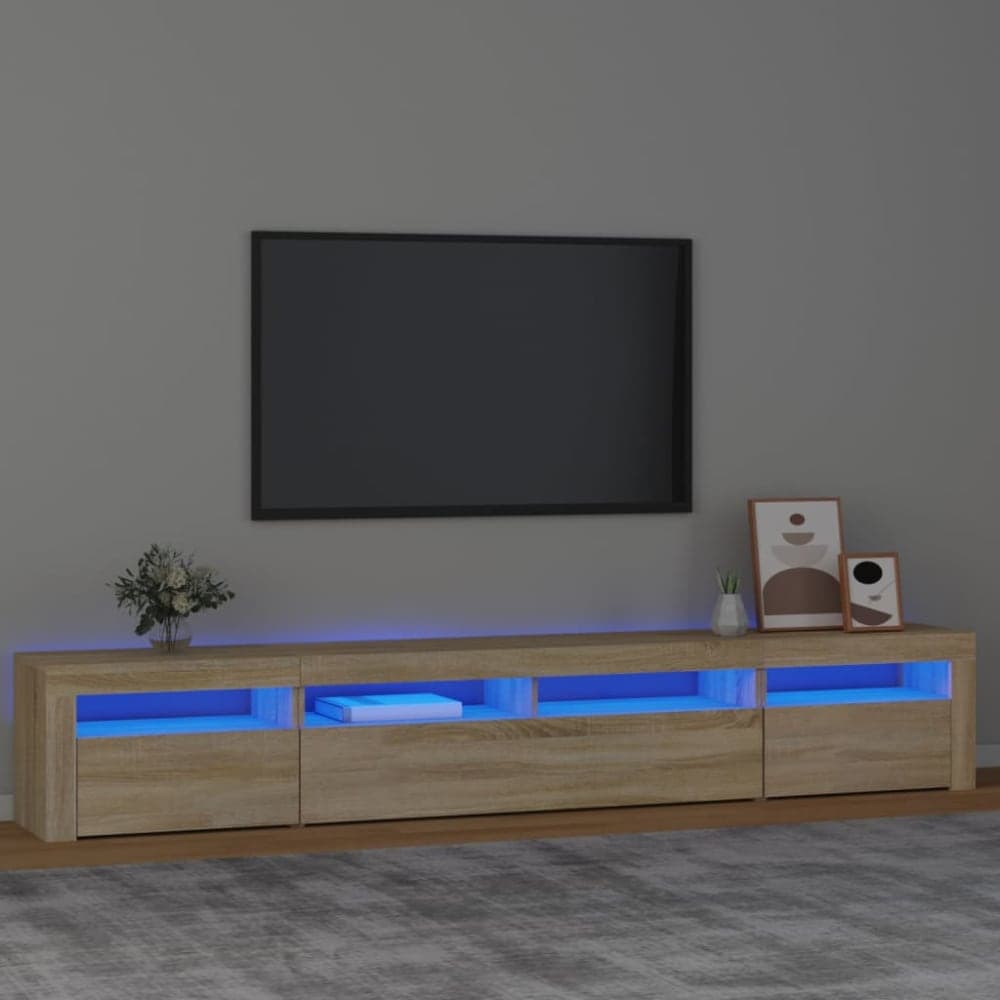 Maison Chic Mueble tv con luces led madera roble sonoma 240x35x40 cm