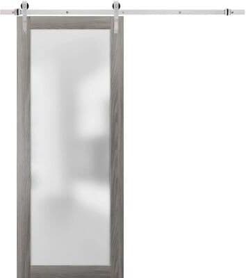SARTODOORS Planum 2102 Oak Wood Sliding Barn Door with Frosted Glass
