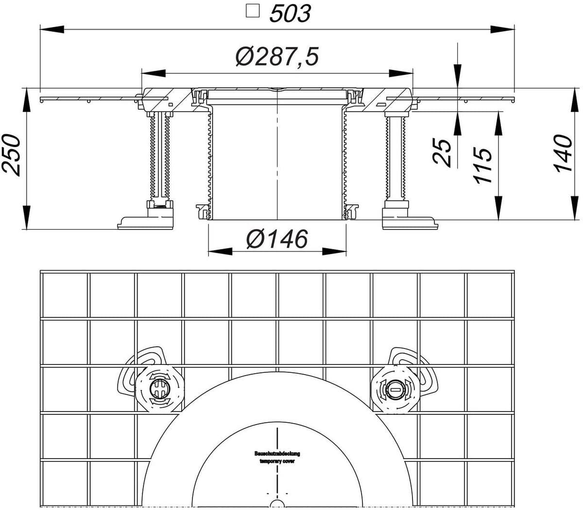 Dallmer CeroDrain Vario Aufstockelement, Duschabläufe, 518415,