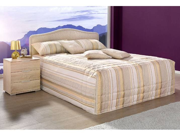 Polsterbett, beige, B:110cm L:210cm, Bezug Bett: Jacquard-Webstoff (100% Polyester);Bonnell-Federkernmatratze: Mischgewebe (51% Polyprophlen, 39% Polyester, 10% Baumwolle);Kaltschaummatratze: Frottee (100% Polyester), Bezug abnehm- und waschbar bis 60C;Tagesdecke: Jacquard-Webstoff (100% Polyester), WESTFALIA SCHLAFKOMFORT, Betten, Polsterbett, H2 wählbar zwischen Kaltschaum oder Bonnell-Federkernmatratze