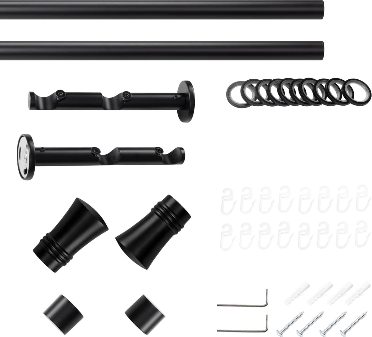SN DECO GROUP Ø 19 mm 2 läufig-läufig Fixmass;kürzbar schwarz B/L: 480cm Ø 19mm, 2 läufig