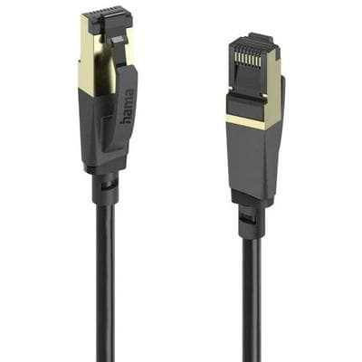 Hama 00202003 RJ45 Patchkabel CAT 8 S/FTP 5 m Schwarz Kabelmantel aus Recycling-Material 1 St.
