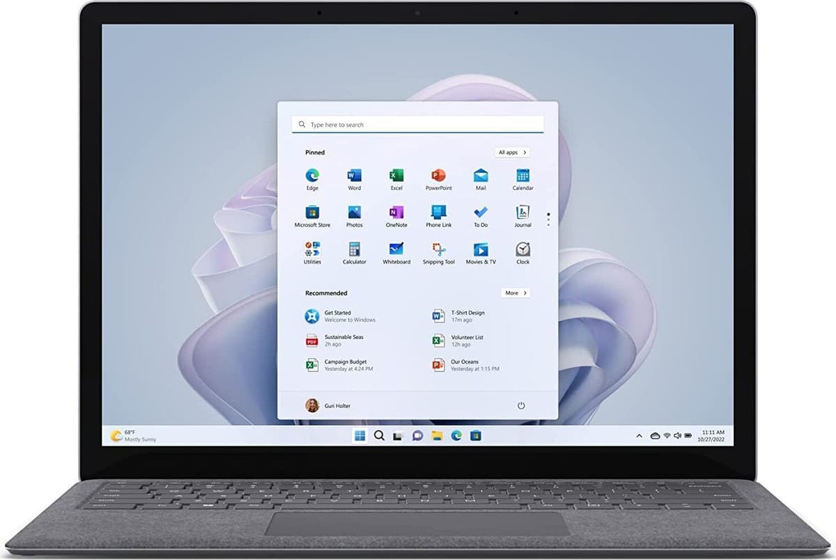 Microsoft Surface Laptop 5   i7-1265U   13.5"   8 GB   256 GB SSD   2256 x 1504   Touch   Bakgrundsbelyst tangentbord   platinum   Win 11 Pro   PT
