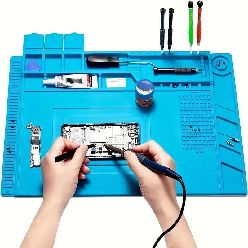 NONE Soldering Station Mat Silicone Work Mat Heat Resistant 932°F Anti-Static Magnetic Mat for Electronic Phone Laptop Watch Repair