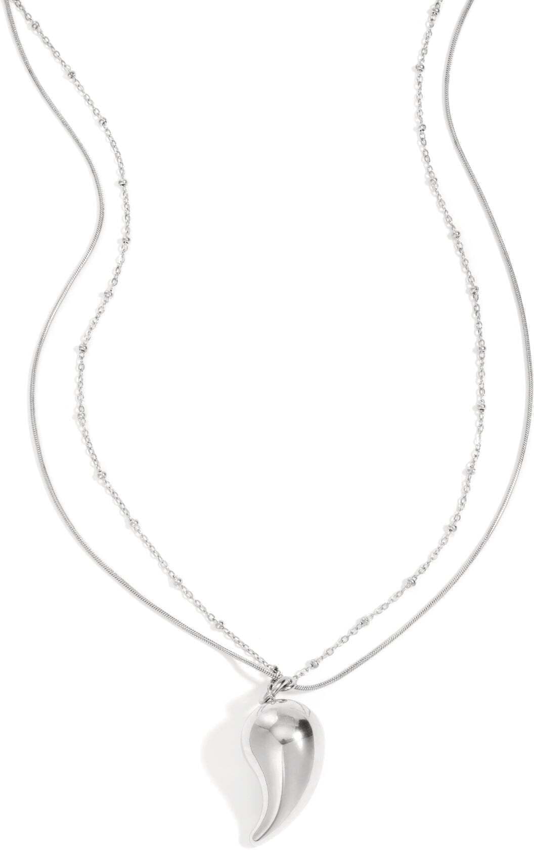 Kette mit Anhänger ADELIA´S "Layering-Halskette aus 304S-Edelstahl mit Tropfenanhänger 39 cm + 5 cm" Gr. 39, silber (silberfarben), Halsketten, Damen, 39cm, Edelstahl, Kette mit Anhänger, Zwei Kettenreihen mit Tropfenanhänger prägen diesen modischen Modes