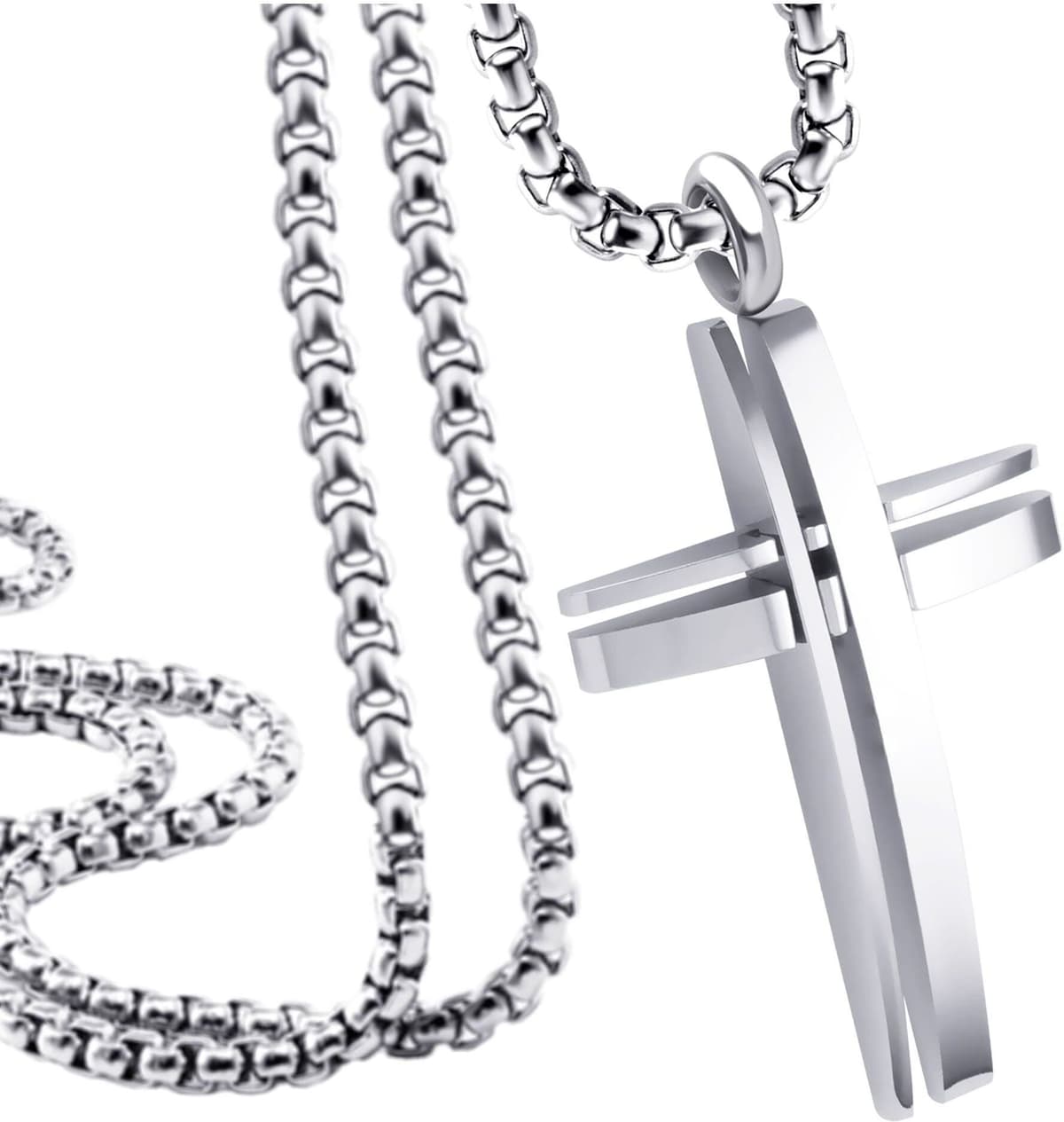 Kette mit Anhänger FIRETTI "Schmuck Geschenk Kreuz", silber (edelstahlfarben), Halsketten, Damen, Edelstahl, L: 55 B: 2,3mm, Kette mit Anhänger, B:2,3mm edelstahlfarben Edelstahl, L: 55 B: 2,3mm