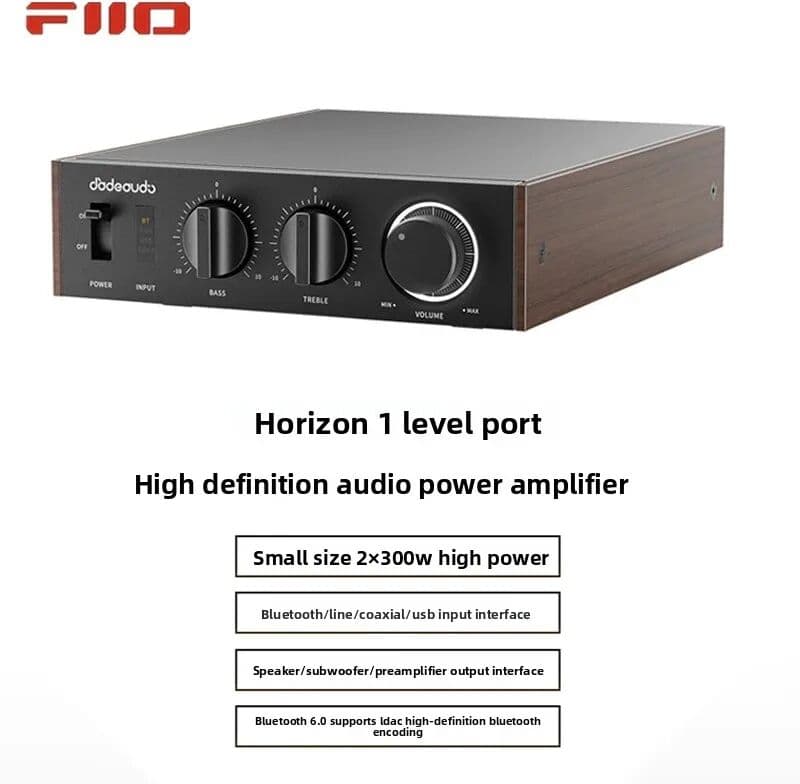 FiiO Horizon Level 1 High Power Audio Amplifier, Wireless Bluetooth LDAC Hi-Res HiFi Stereo Amp Home Desktop Music Audio System