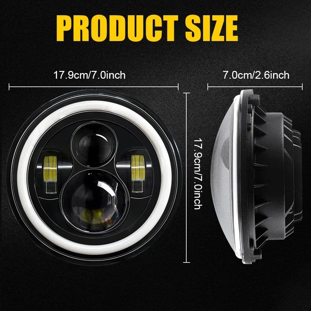 NONE 2pcs Universal 7 Inch Led Car Motorcycle Headlight DRL H4 Headlamp For Harley BMW Yamha Honda 7
