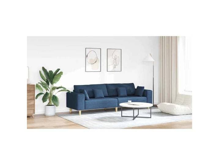 Bleu Canapé Droit/ Sofa fixe - KEETHE - Pour adulte/enfant - en tissu avec coussin - Bleu 208 cm tissu LL031