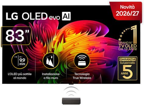 LG OLED evo AI Wallpaper TV 83'' W6 OLED83W69LA, 4K, spessore 9,9mm, True Wireless, Staffe filo muro SMART TV 2026