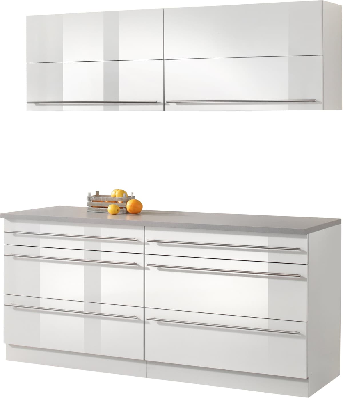 Küche WIHO KÜCHEN "Chicago", weiss (küche: weiß, korpus: weiß matt, arbeitsplatte: canvas grau), B:180cm, Komplettküchen-Sets, Küche, ohne E-Geräte, Gesamtbreite 180 cm küche: weiß, korpus: weiß matt, arbeitsplatte: canvas grau B/H/T: 180cm