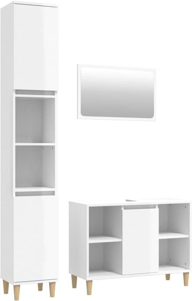 vidaXL Ensemble de meubles de salle de bain 3 pcs blanc brillant