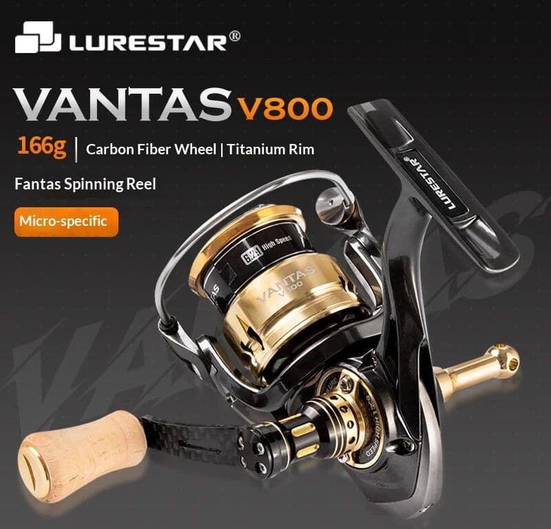 NONE VANTAS V800 Spinning Reel Ultralight Micro Lure Fishing Carbon Body Ultra Shallow Spool Titanium Coated Saltwater Resistant