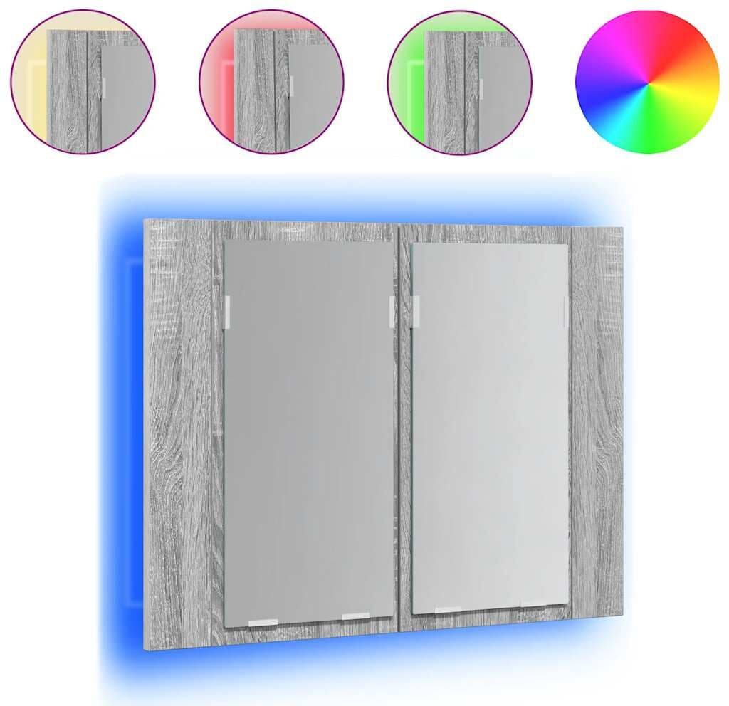 vidaXL Armoire à miroir LED Sonoma gris 60x12x45 cm Bois d'ingénierie