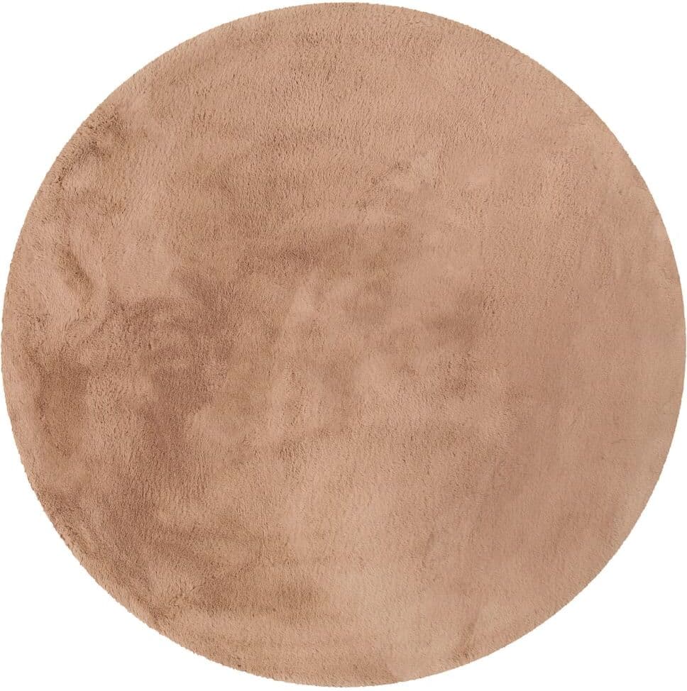 Esprit Tapis rond imitation fourrure lapin doux tufté rose poudré 100 Rose 100x3x100cm
