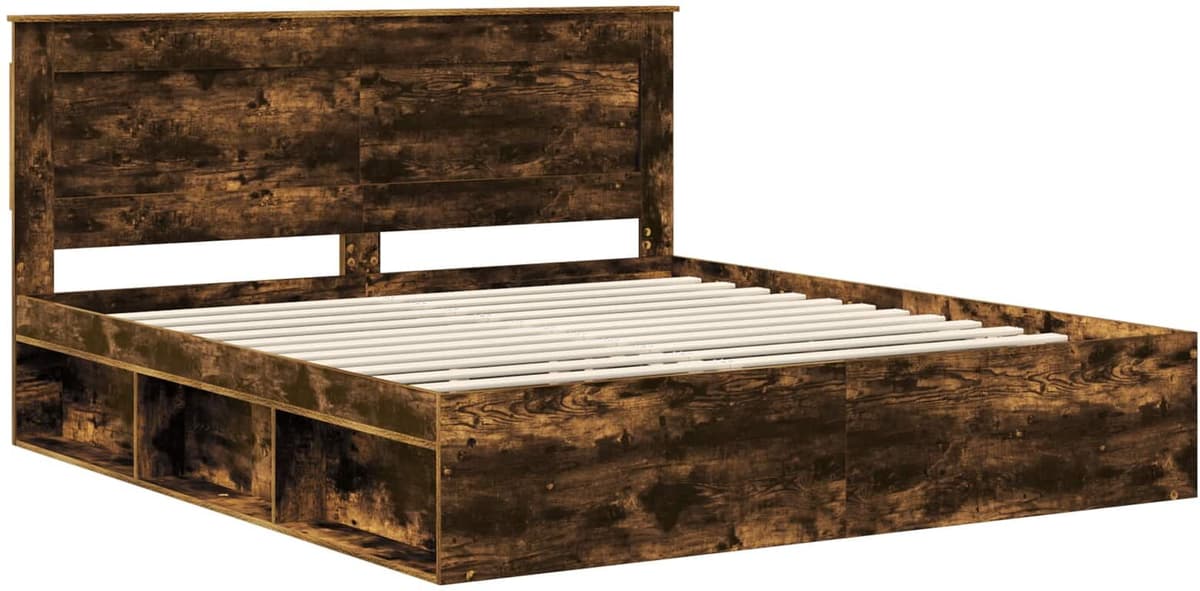 vidaXL Cadre de lit Chêne fumé 200 x 200 cm Bois d'ingénierie